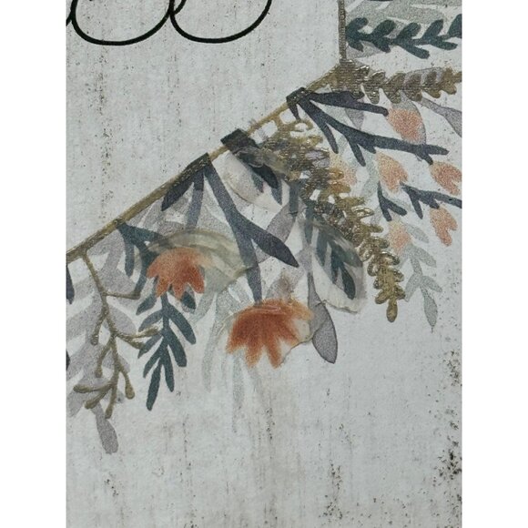 Bloom With Grace Wooden Wall Art Decor - Floral Hexagon Design 9" x 7" READ - Picture 3 of 14